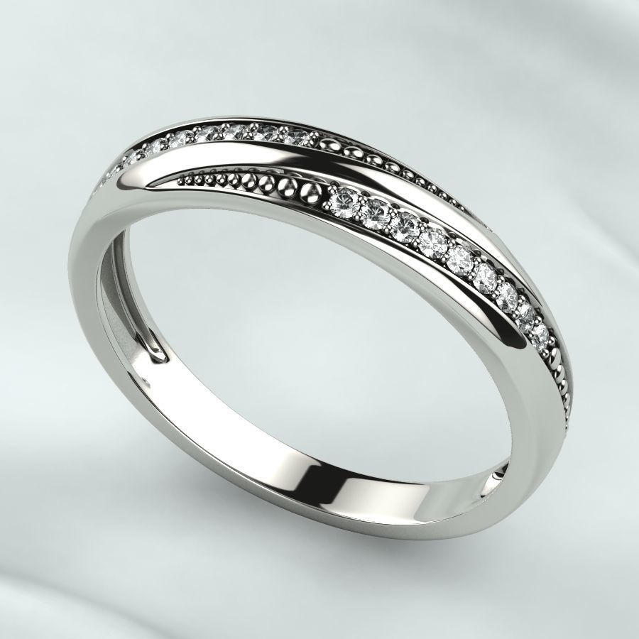 Gold Ring with Diamonds 3D print model_7