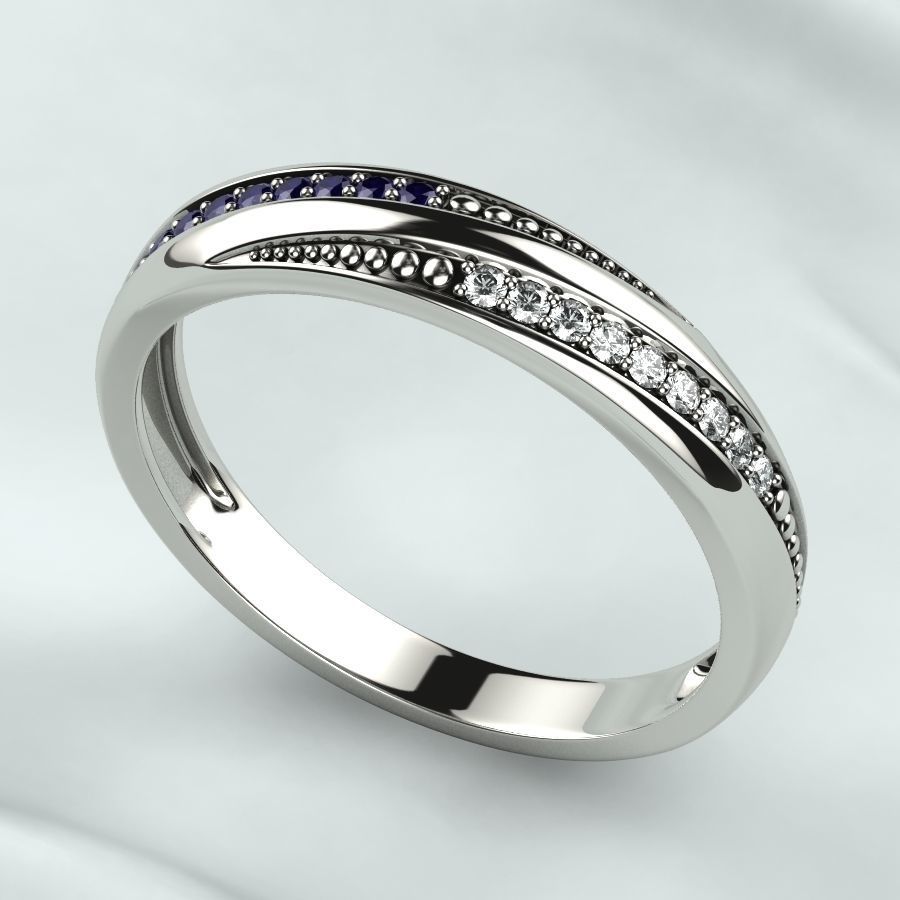 Gold Ring with Diamonds 3D print model_9