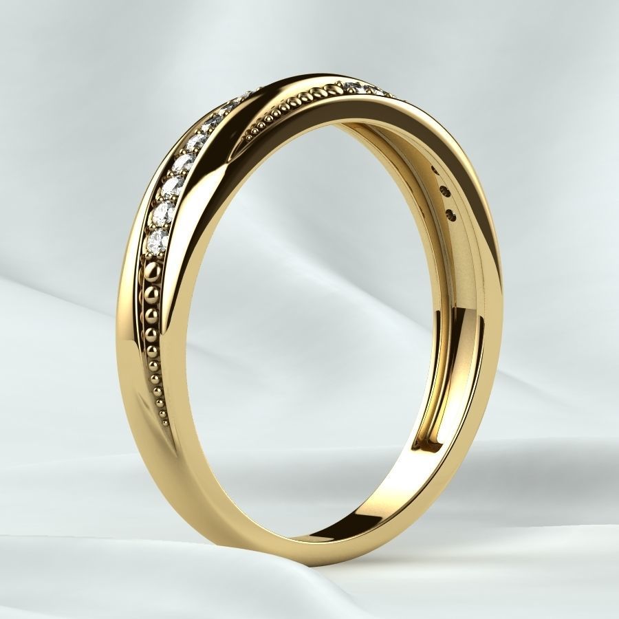 Gold Ring with Diamonds 3D print model_15