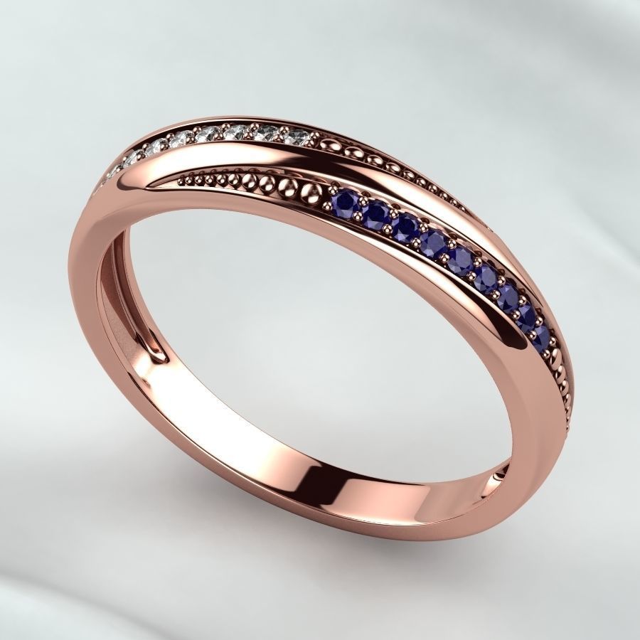 Gold Ring with Diamonds 3D print model_5