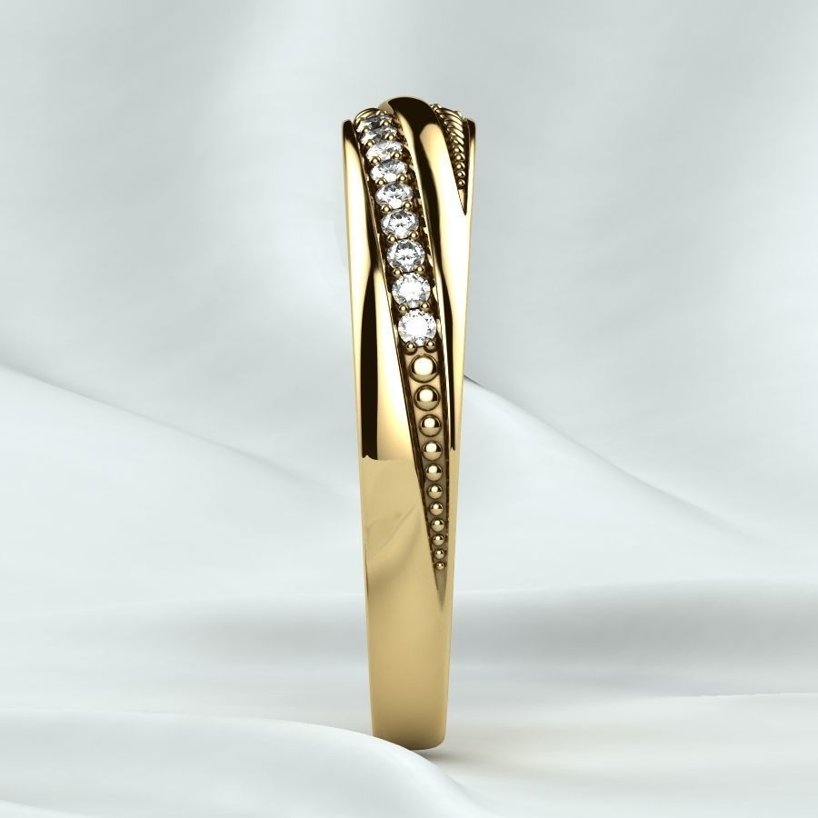 Gold Ring with Diamonds 3D print model_18