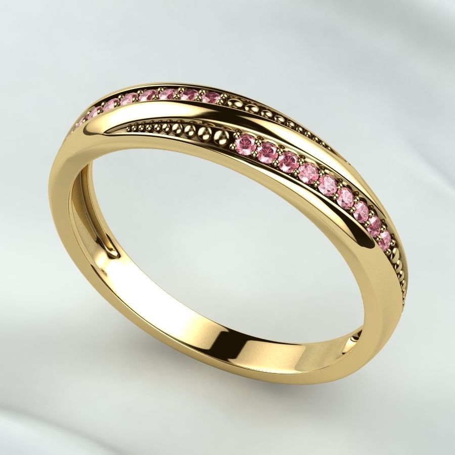 Gold Ring with Diamonds 3D print model_3