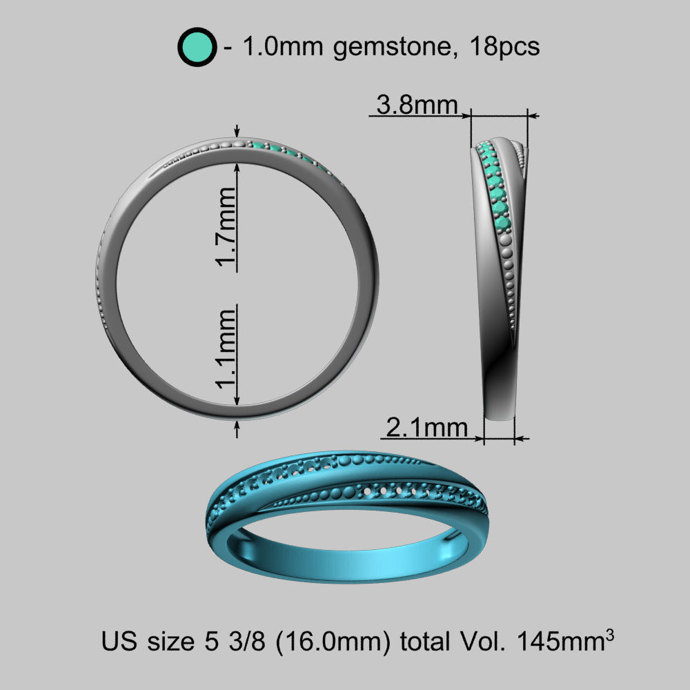 Gold Ring with Diamonds 3D print model_19