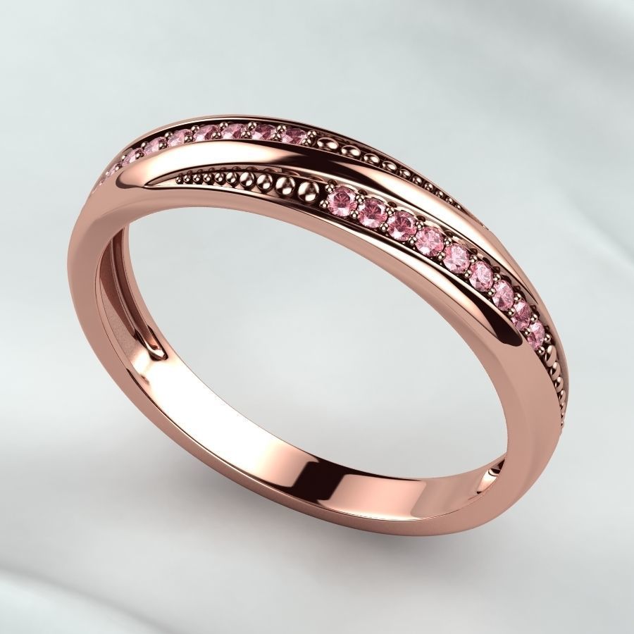 Gold Ring with Diamonds 3D print model_6