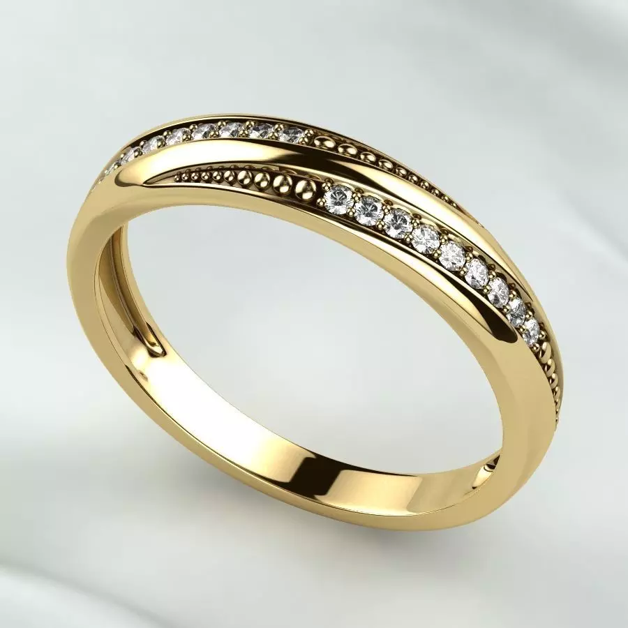 Gold Ring with Diamonds 3D print model_0