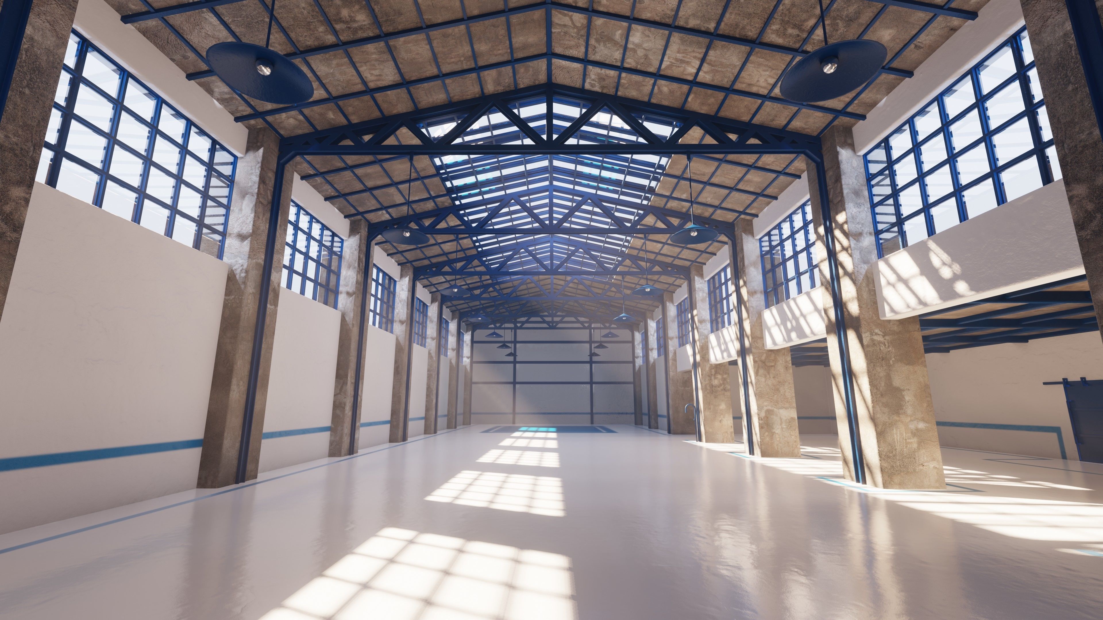 SHC Renovated Factory hall Low-poly 3D model_7