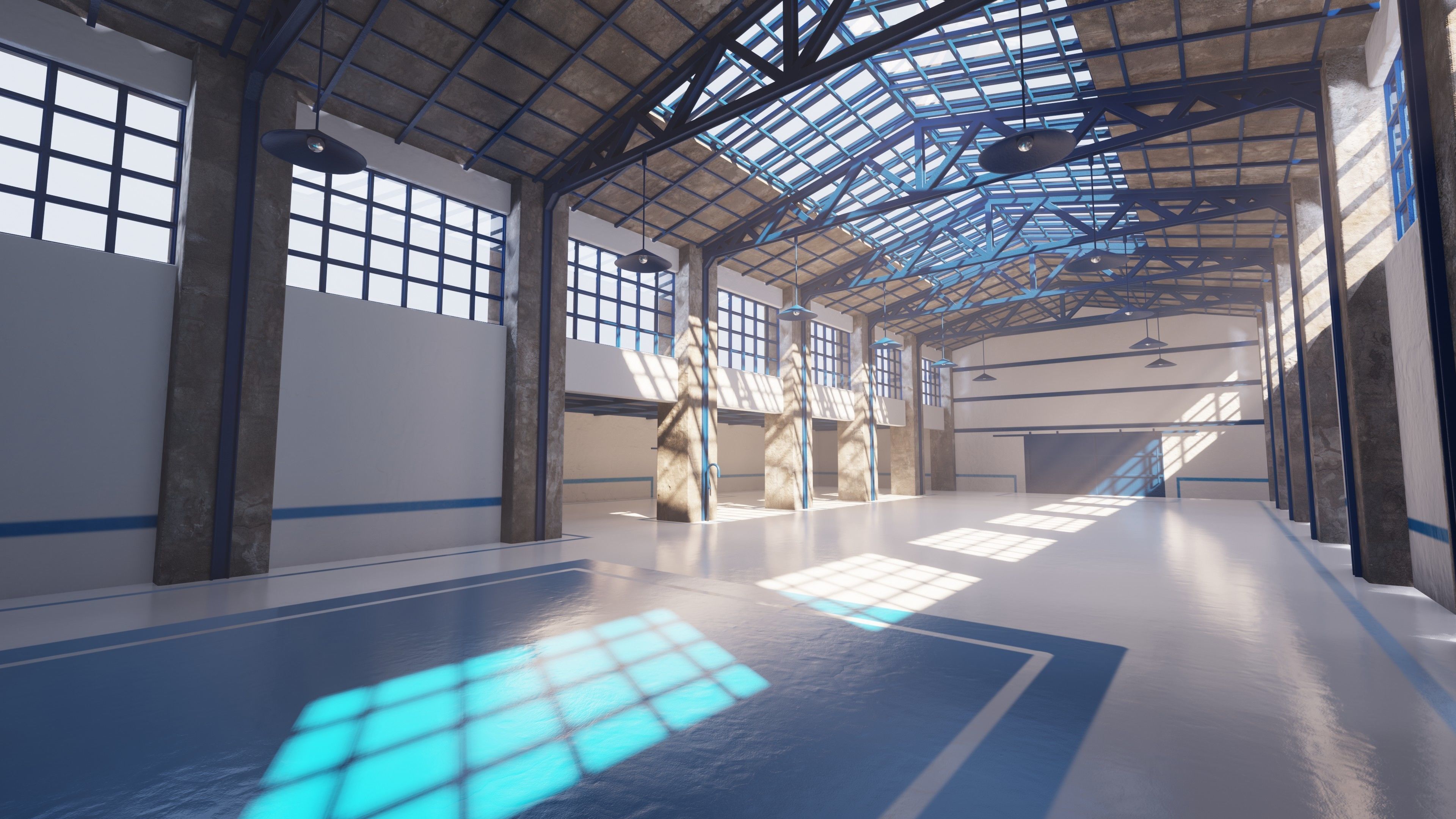 SHC Renovated Factory hall Low-poly 3D model_2