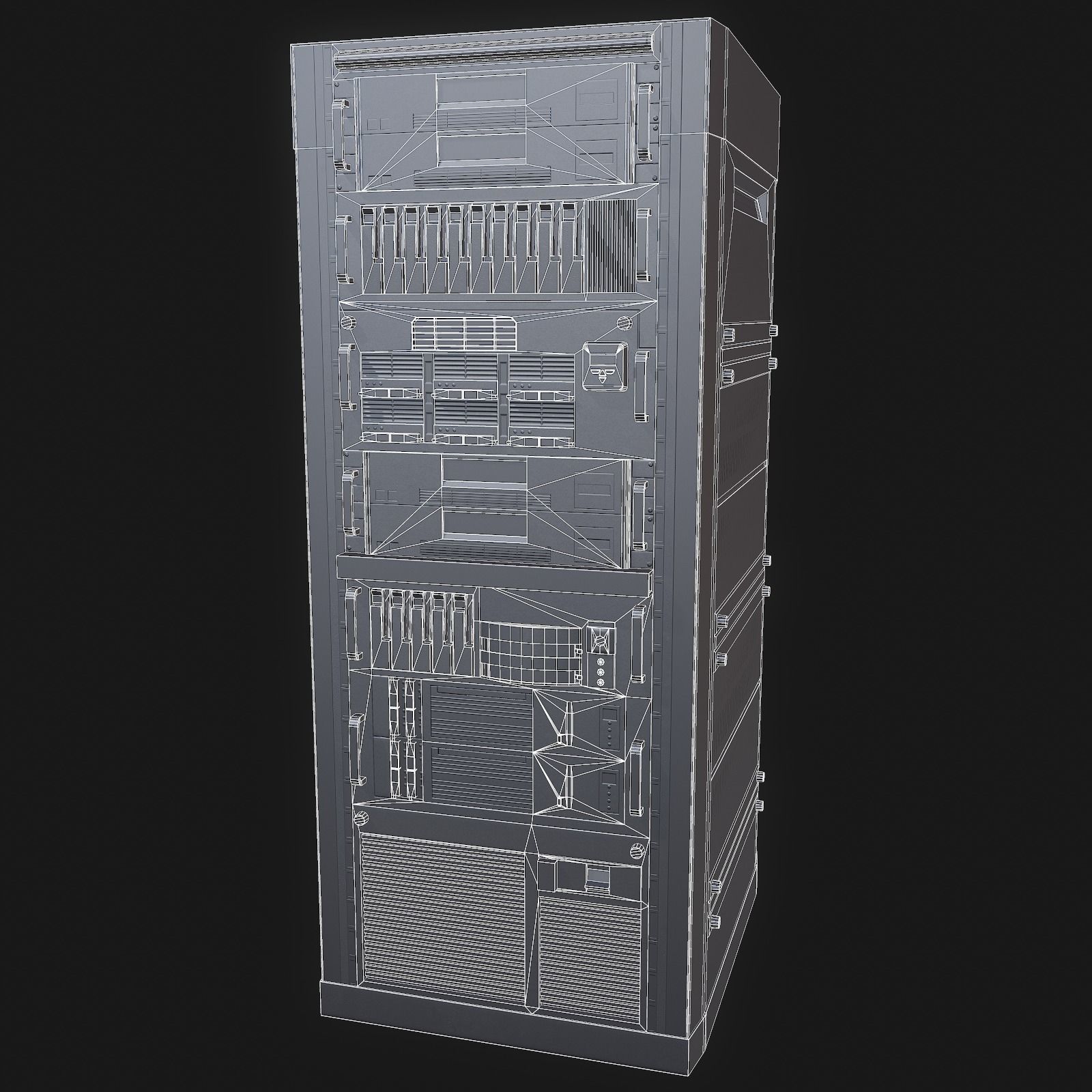 Mainframe front server rack Low-poly 3D model_13