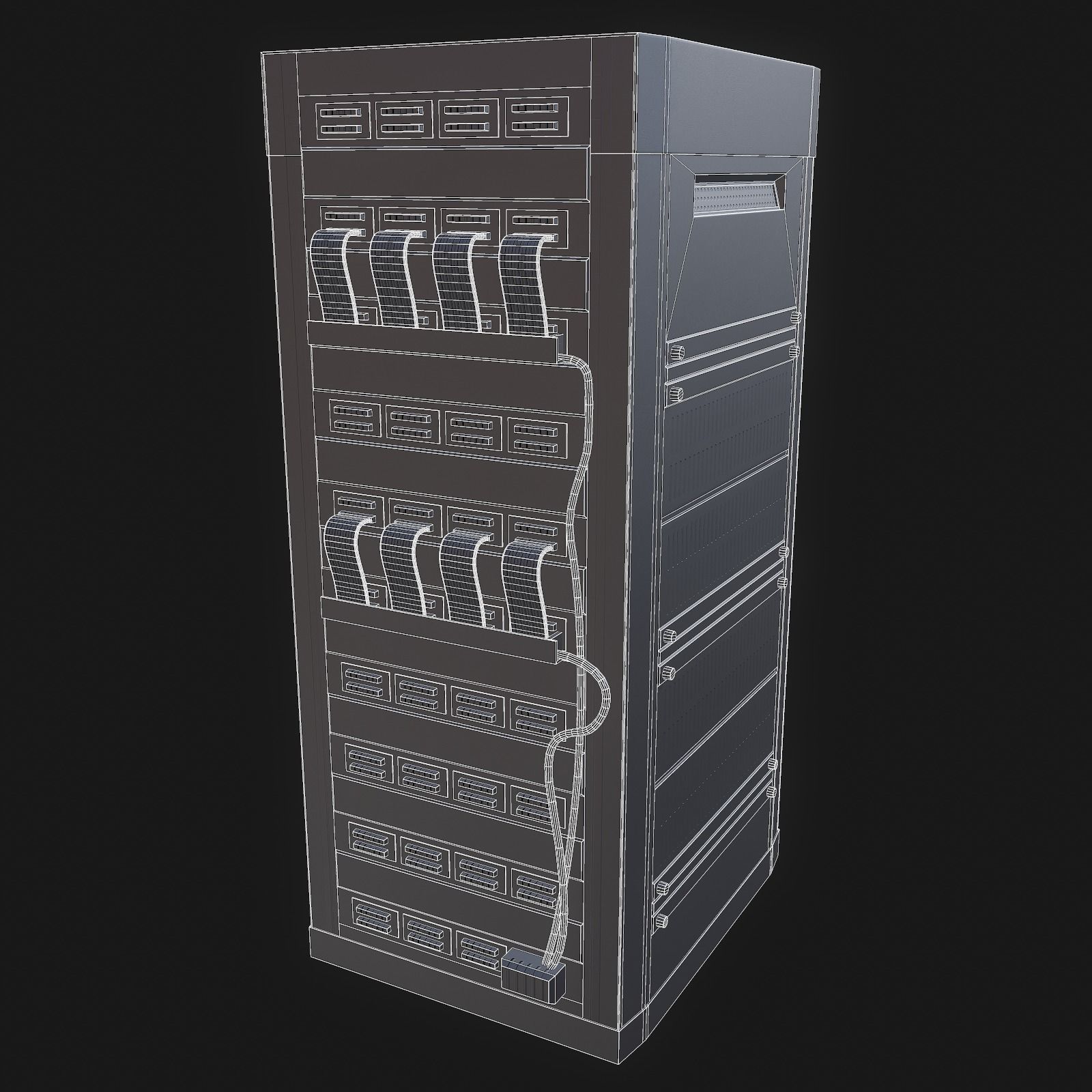 Mainframe front server rack Low-poly 3D model_16