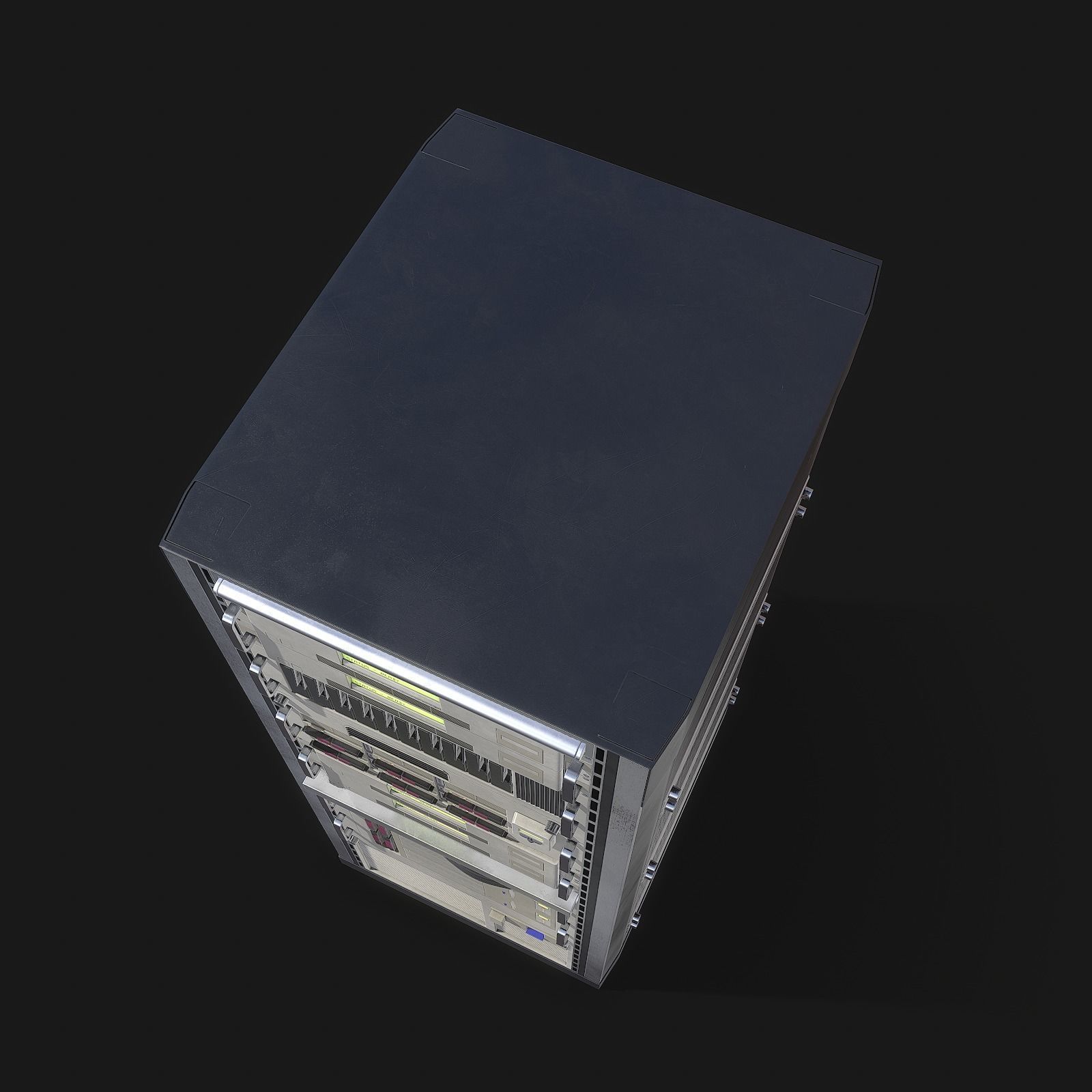 Mainframe front server rack Low-poly 3D model_8