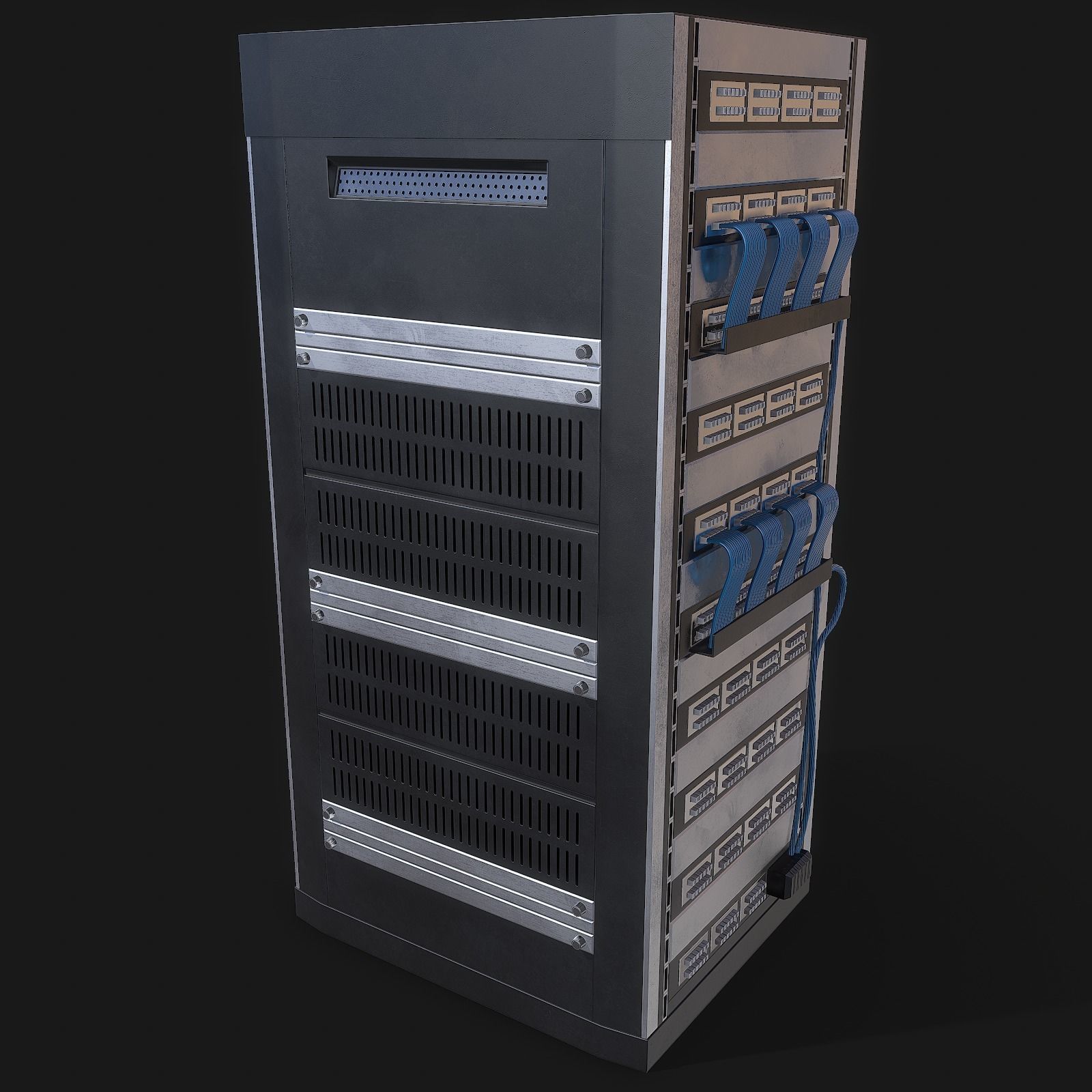Mainframe front server rack Low-poly 3D model_6