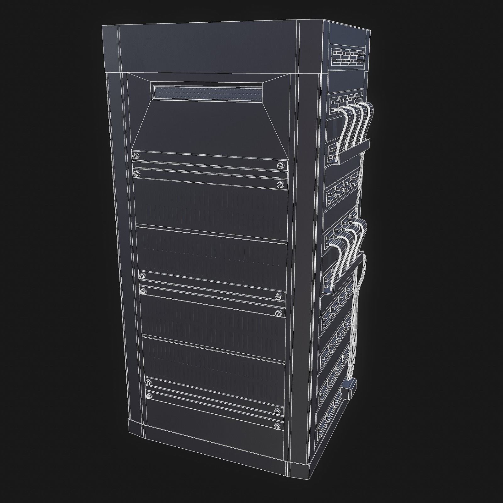 Mainframe front server rack Low-poly 3D model_15