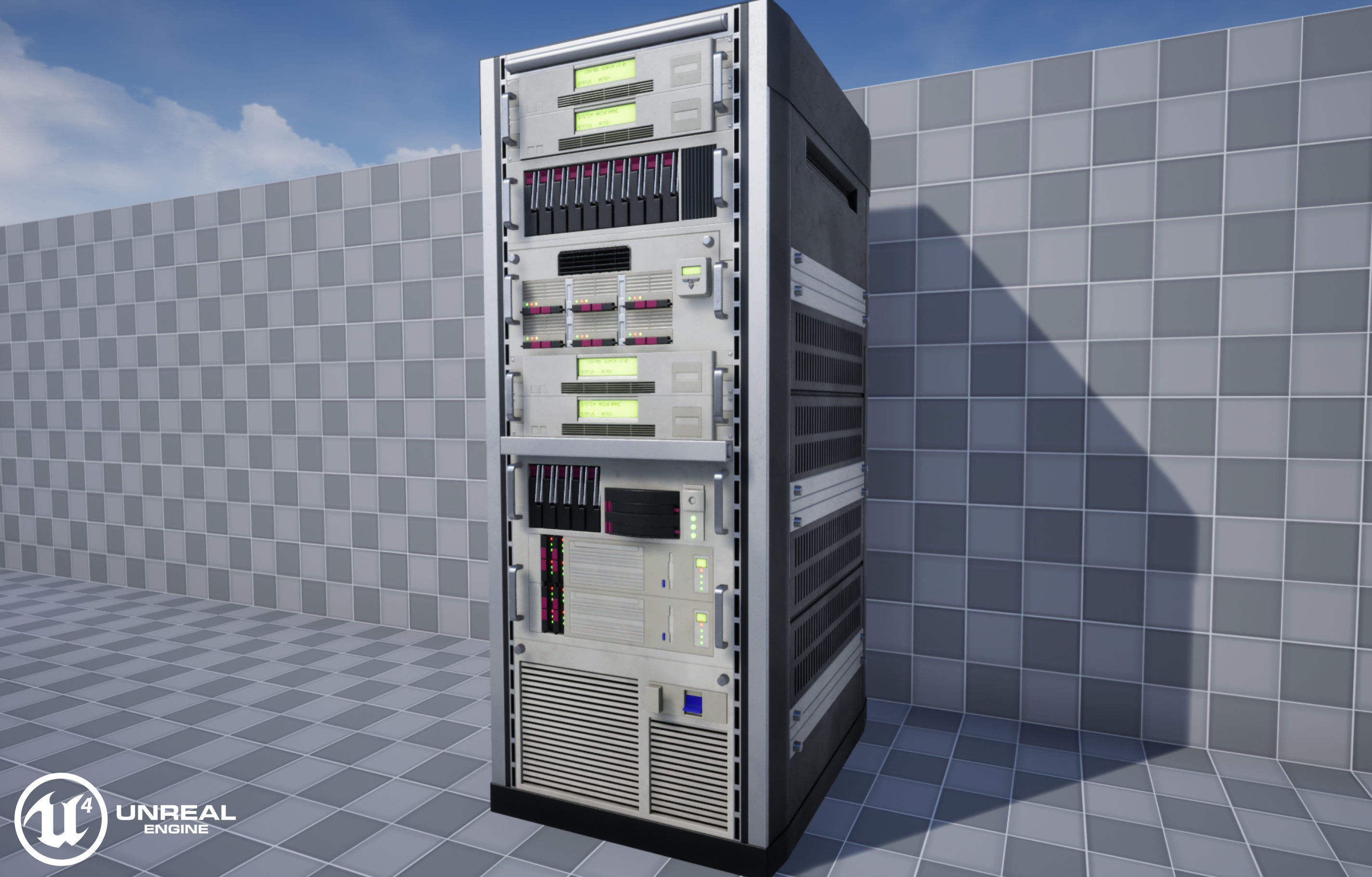 Mainframe front server rack Low-poly 3D model_19