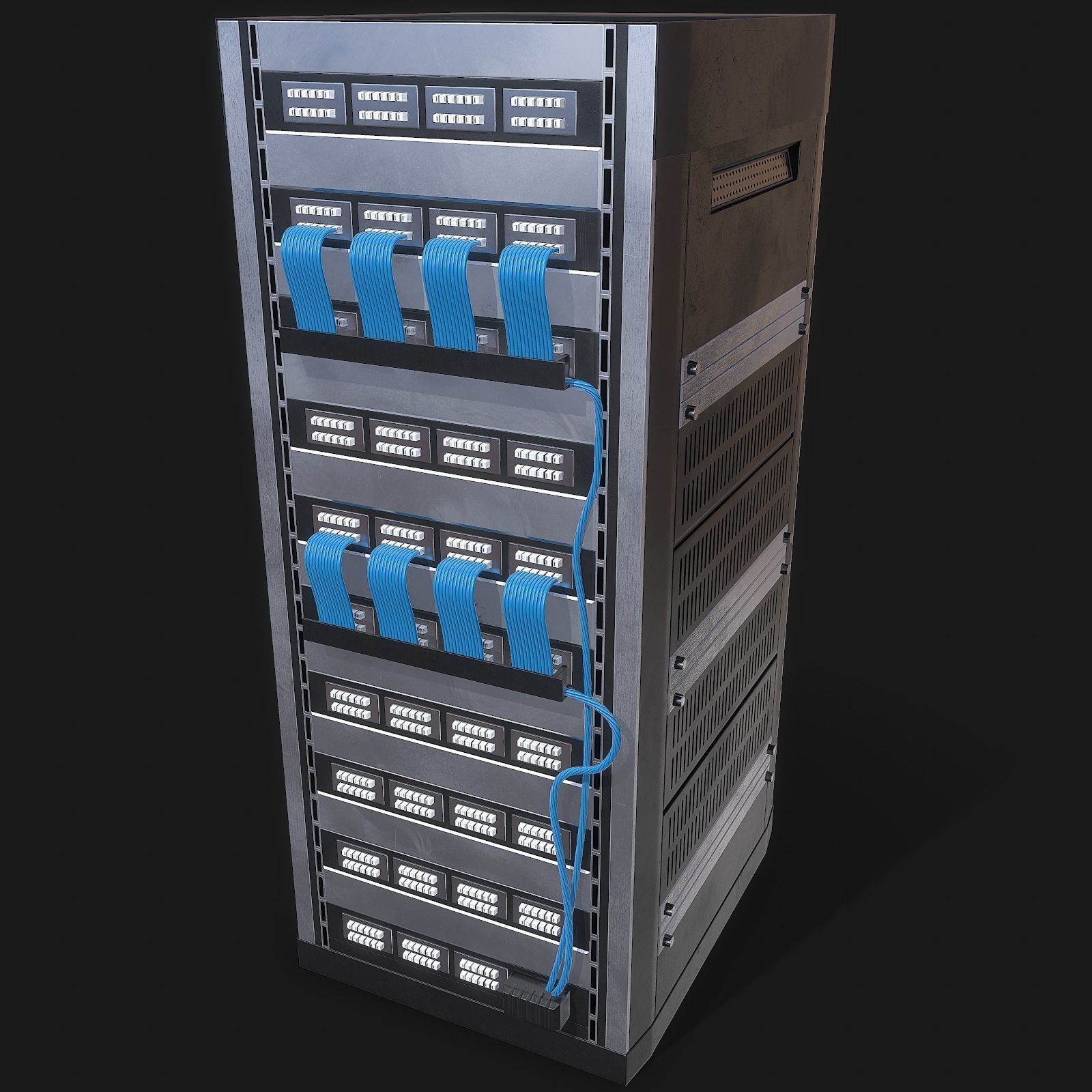 Mainframe front server rack Low-poly 3D model_5