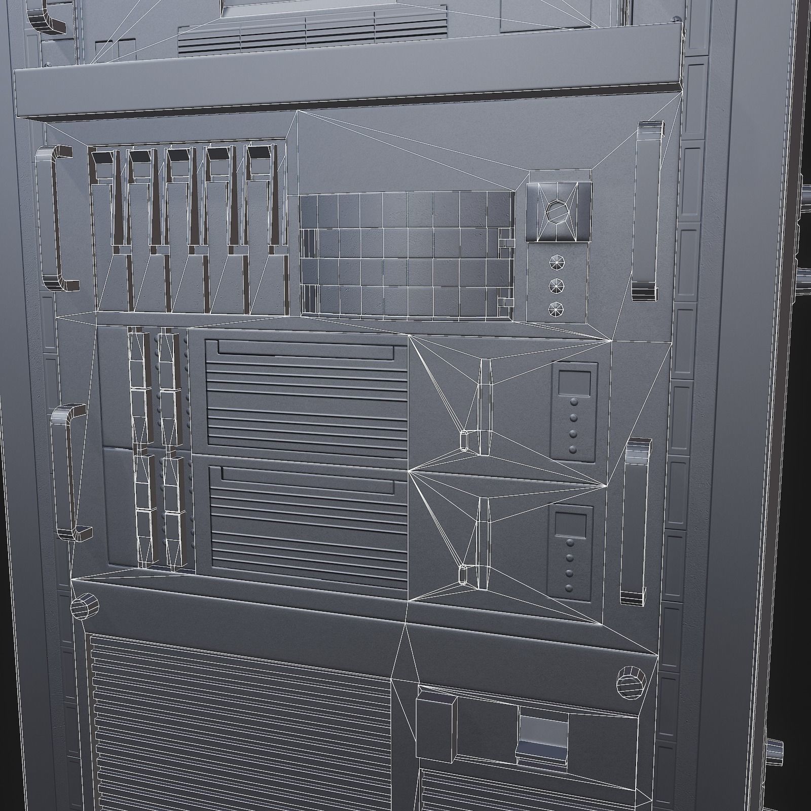 Mainframe front server rack Low-poly 3D model_14