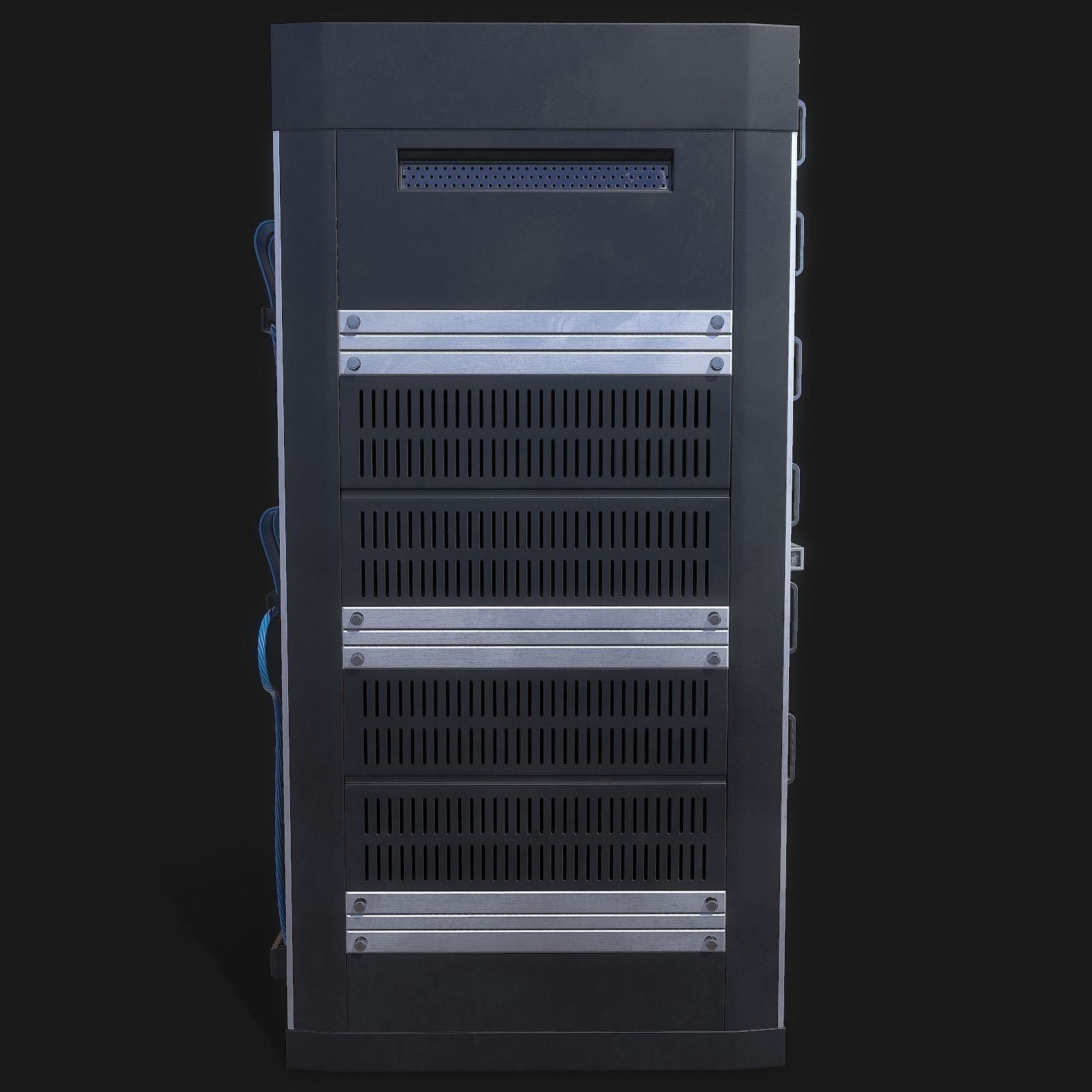 Mainframe front server rack Low-poly 3D model_4