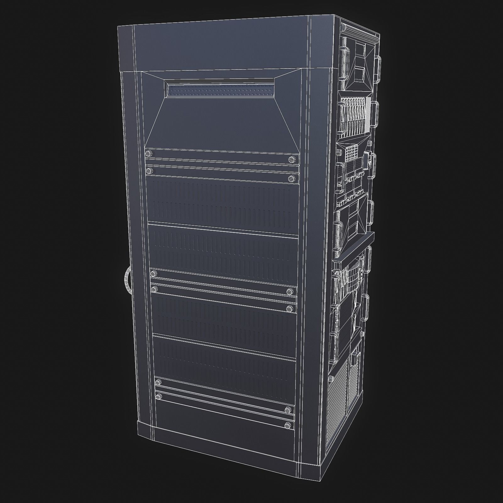 Mainframe front server rack Low-poly 3D model_17