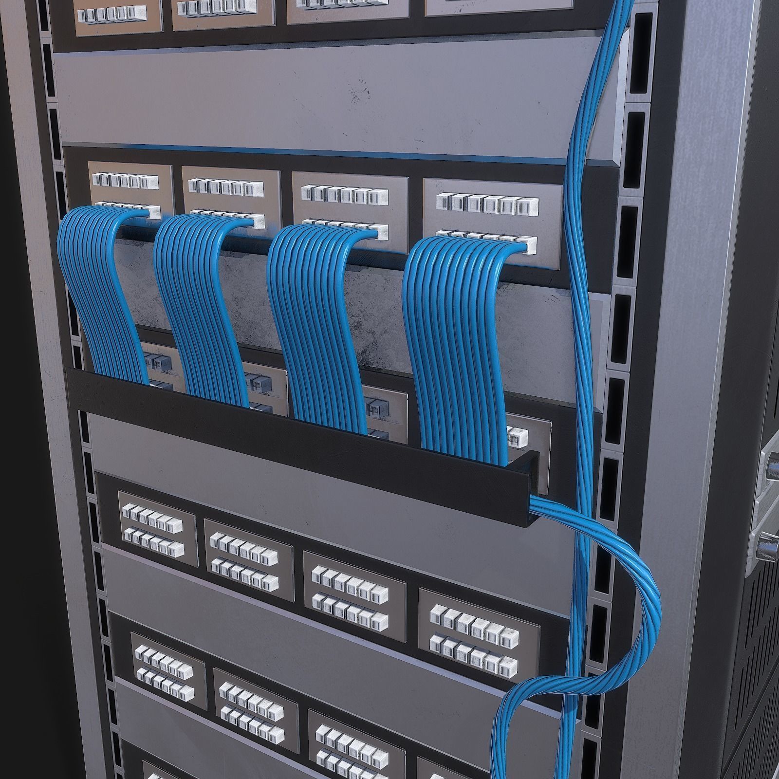 Mainframe front server rack Low-poly 3D model_11