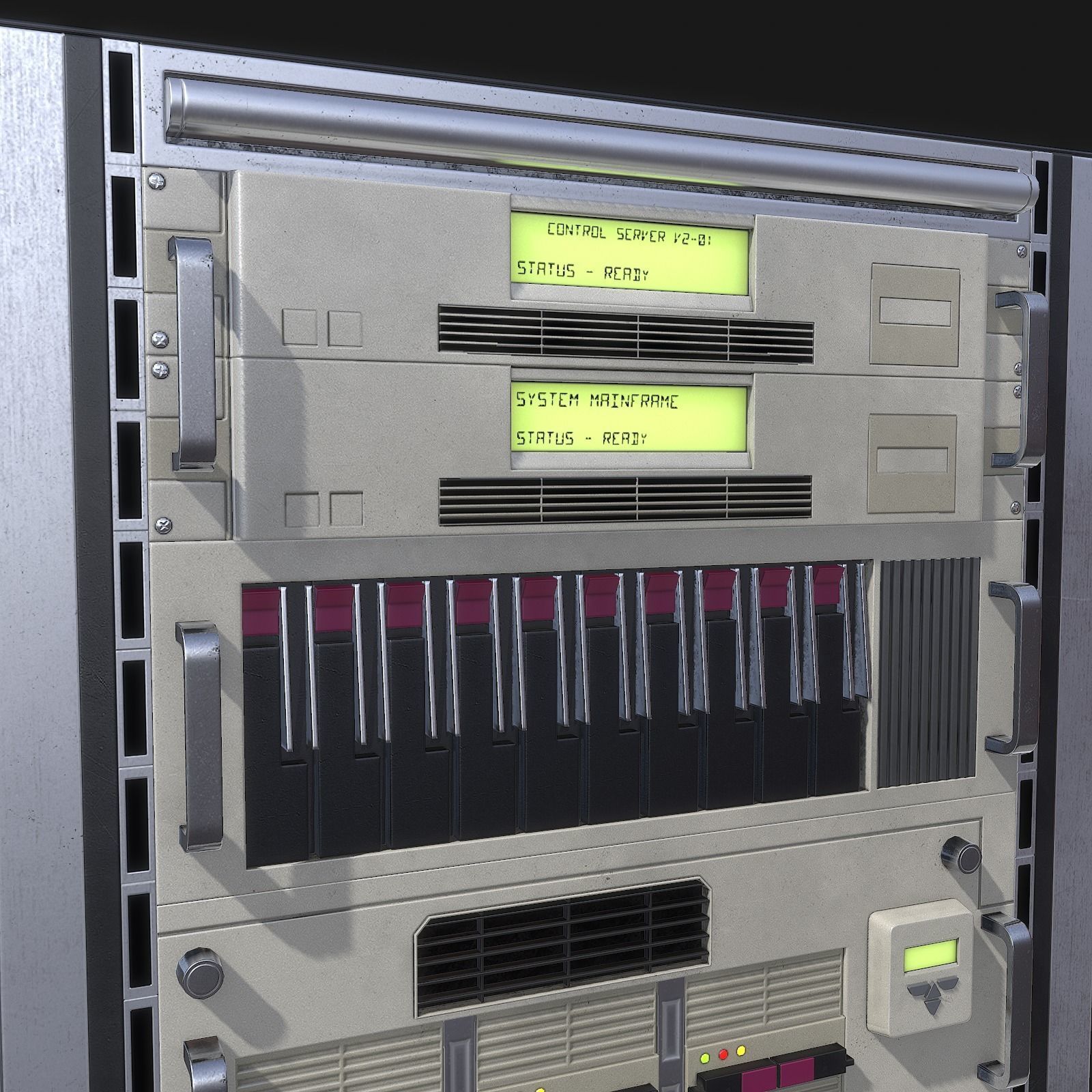 Mainframe front server rack Low-poly 3D model_10