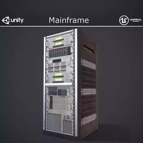 Mainframe front server rack Low-poly 3D model