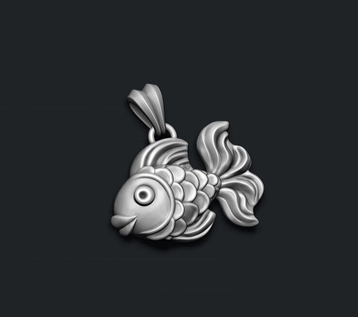 Golden fish pendant 3D print model_9