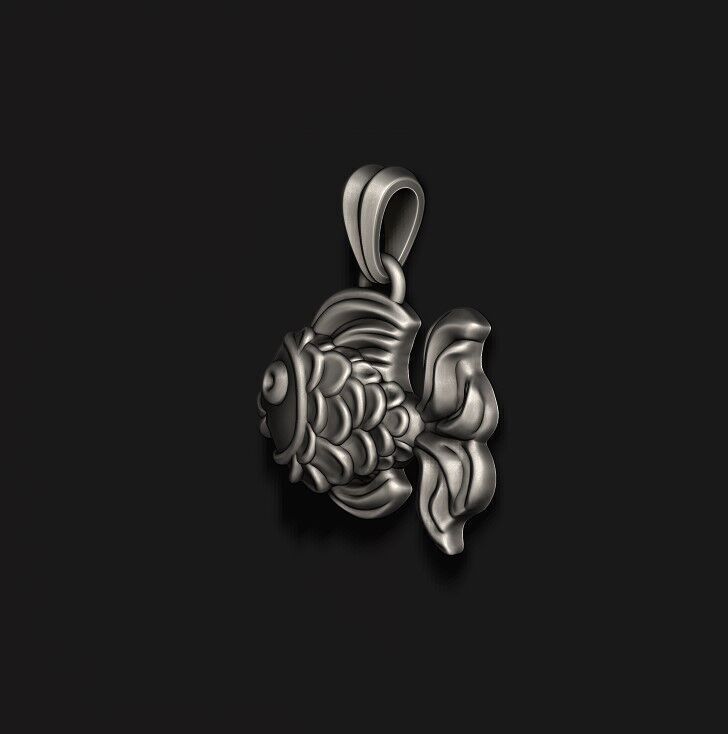 Golden fish pendant 3D print model_7