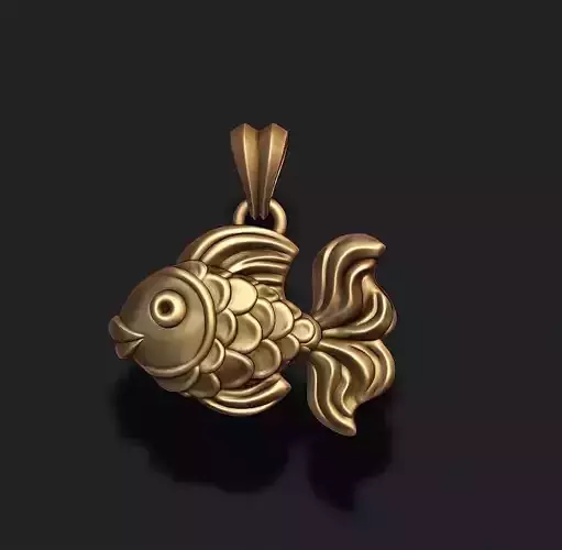 Golden fish pendant 3D print model