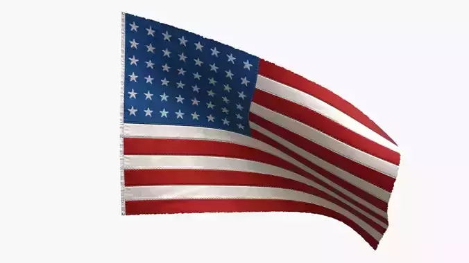 US Flag 48 Stars 1912-1959 Low-poly 3D model