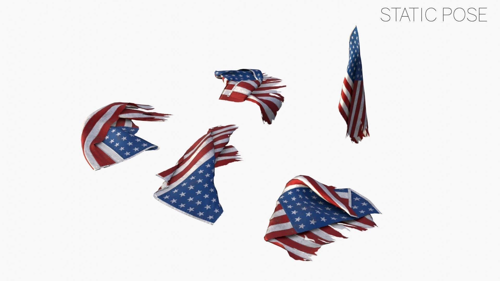US Flag 48 Stars 1912-1959 Low-poly 3D model_15