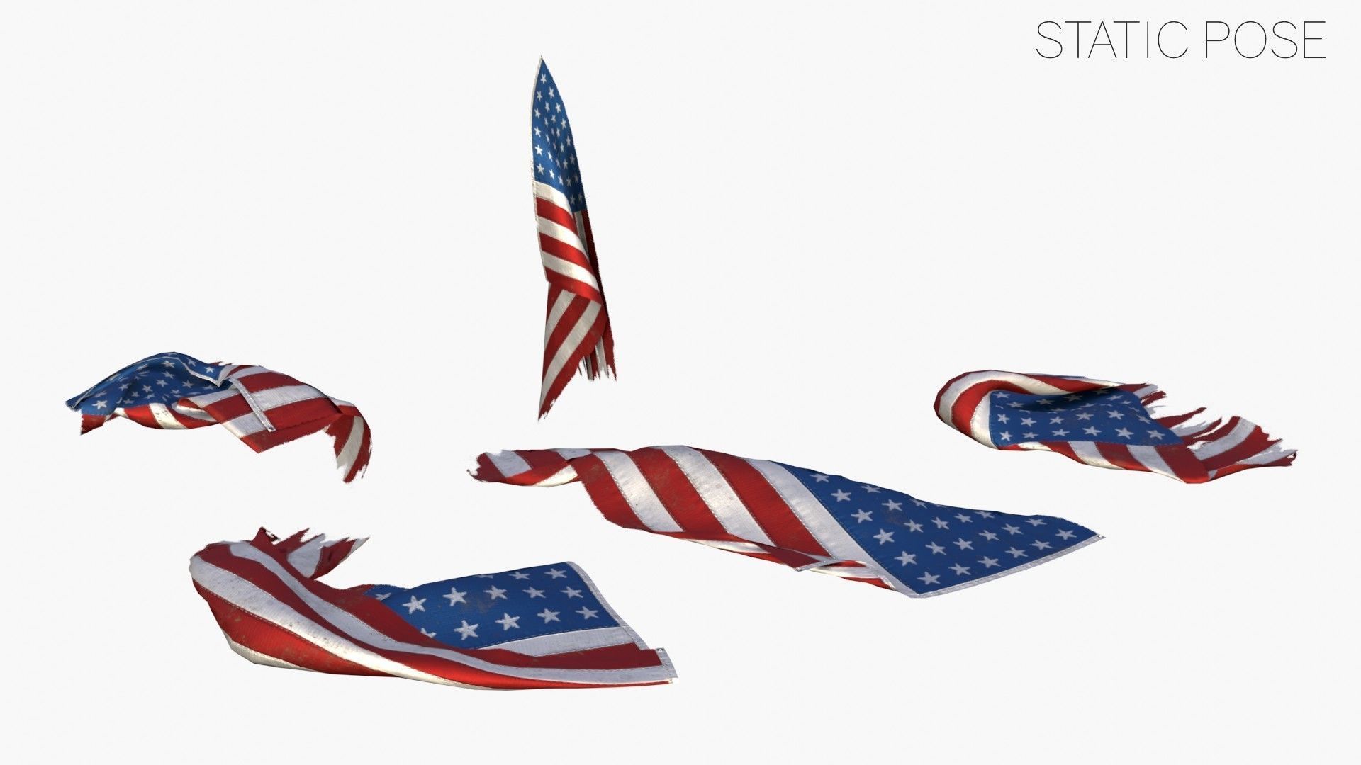 US Flag 48 Stars 1912-1959 Low-poly 3D model_16