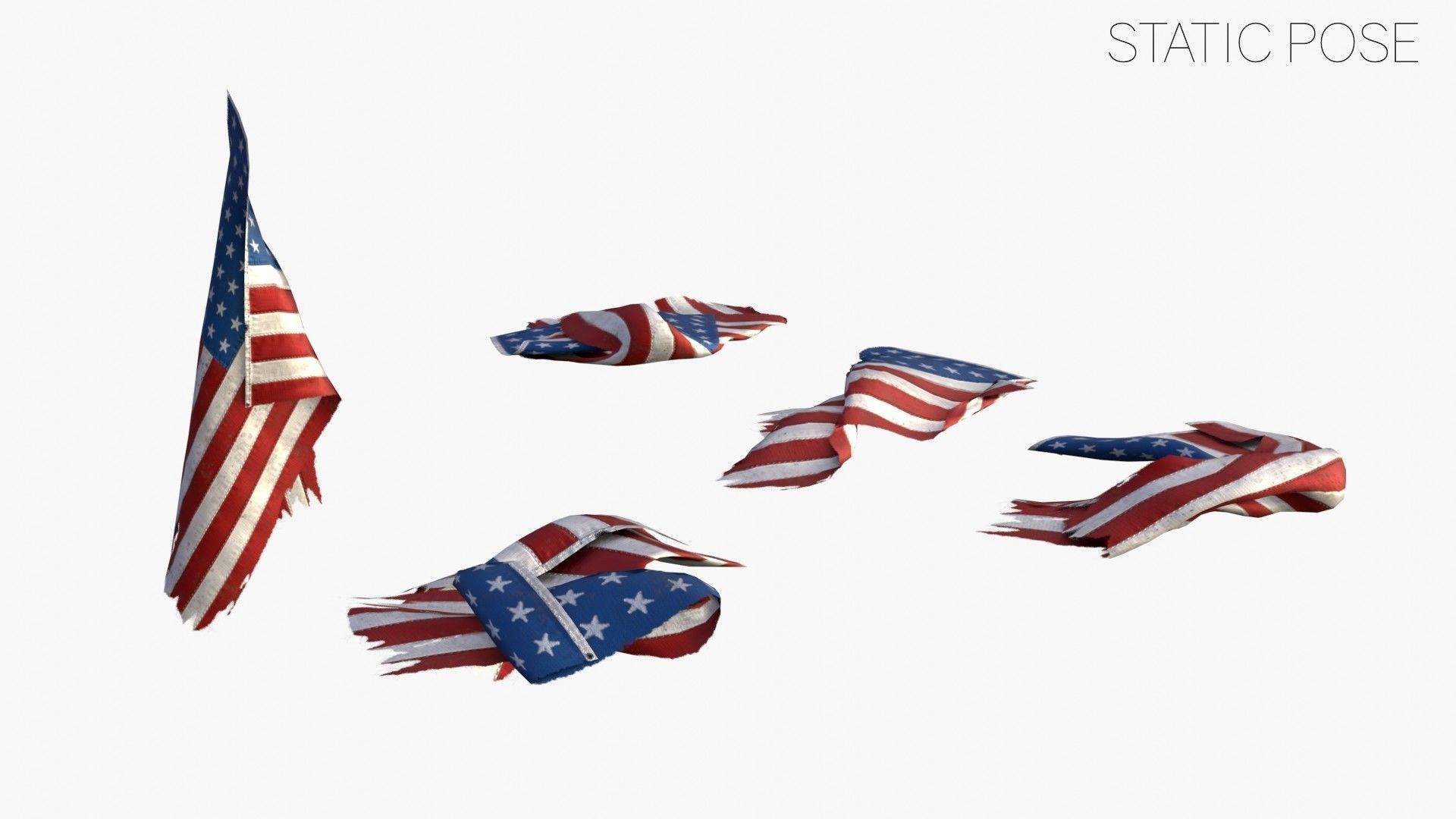 US Flag 48 Stars 1912-1959 Low-poly 3D model_17