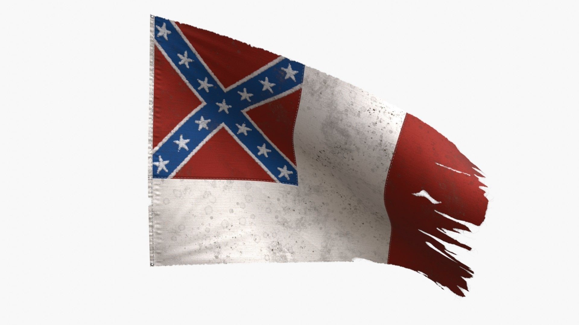 US Flag 3rd National Confederate Low-poly 3D model_3