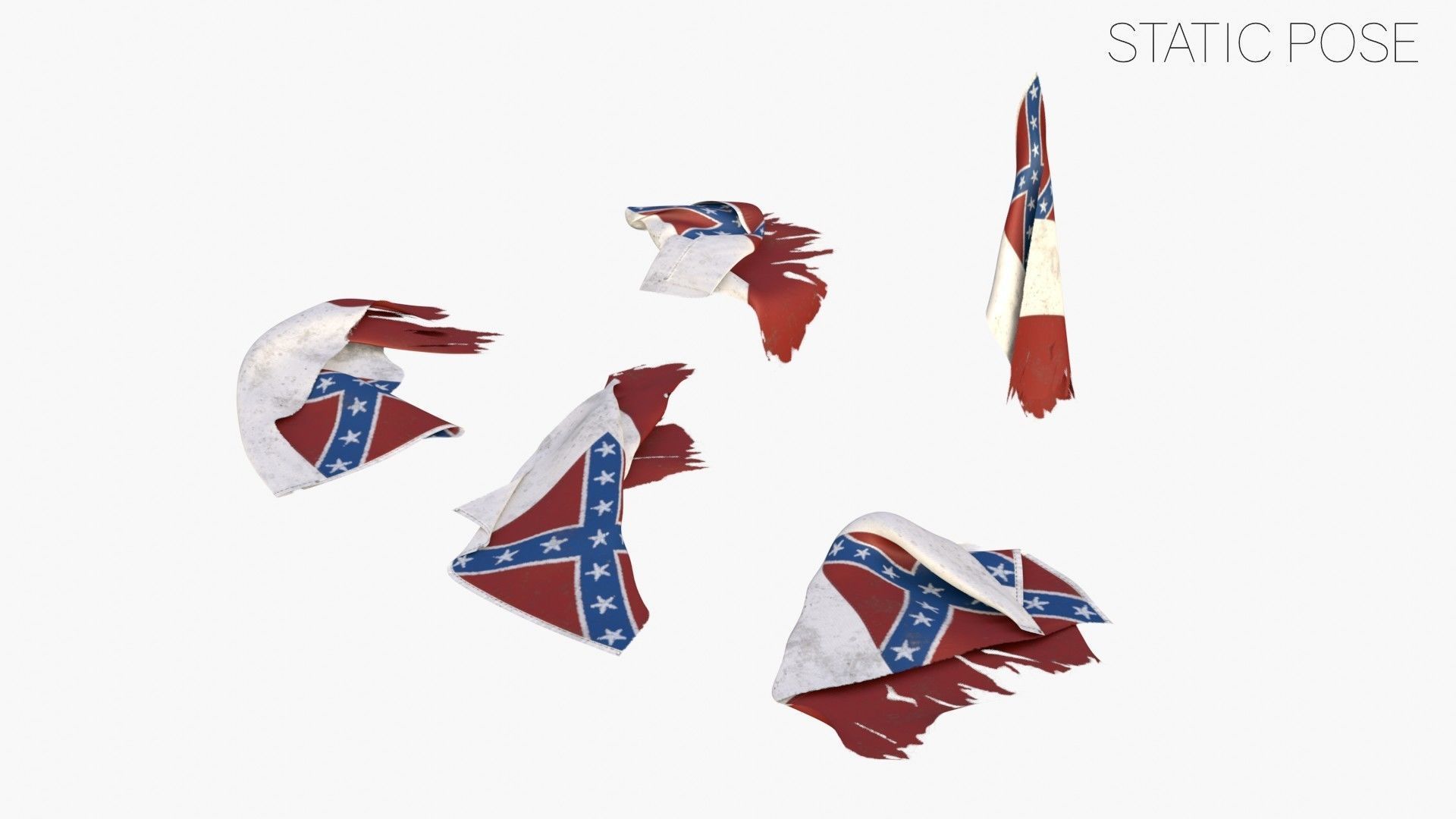 US Flag 3rd National Confederate Low-poly 3D model_13