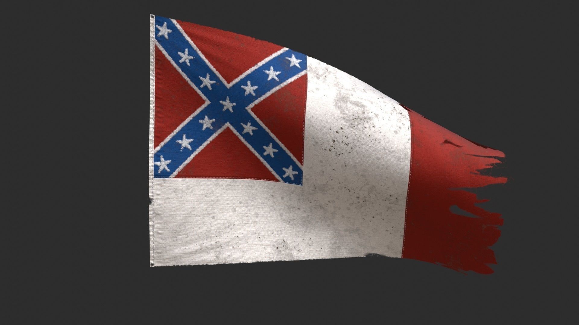 US Flag 3rd National Confederate Low-poly 3D model_7