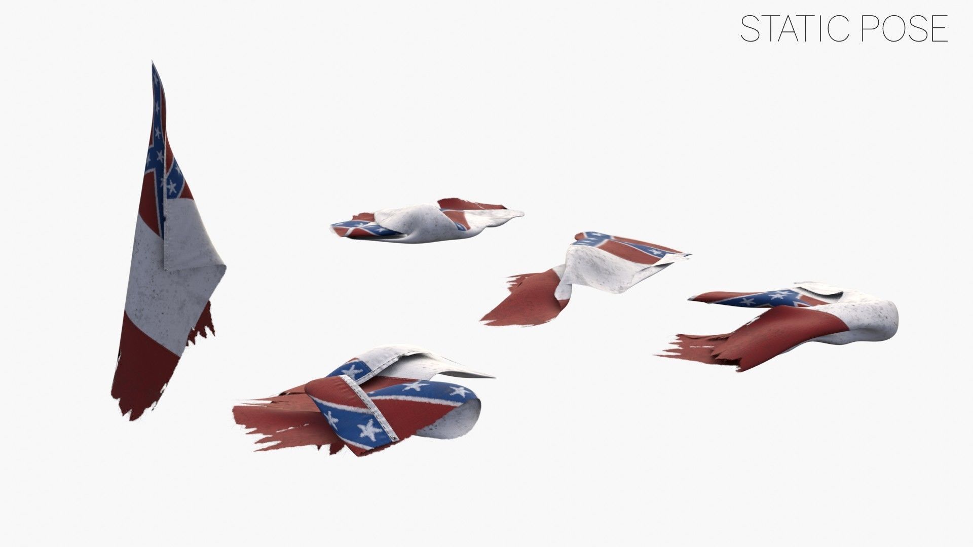 US Flag 3rd National Confederate Low-poly 3D model_15