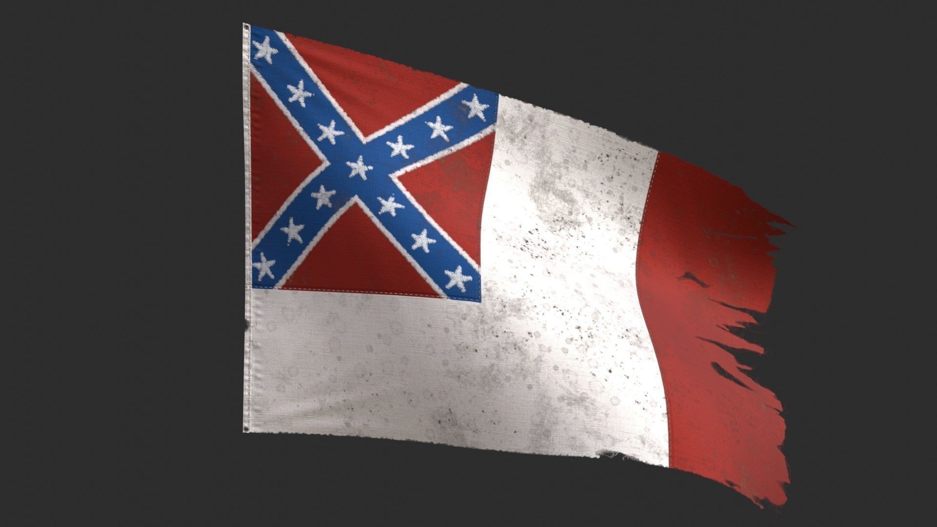 US Flag 3rd National Confederate Low-poly 3D model_8