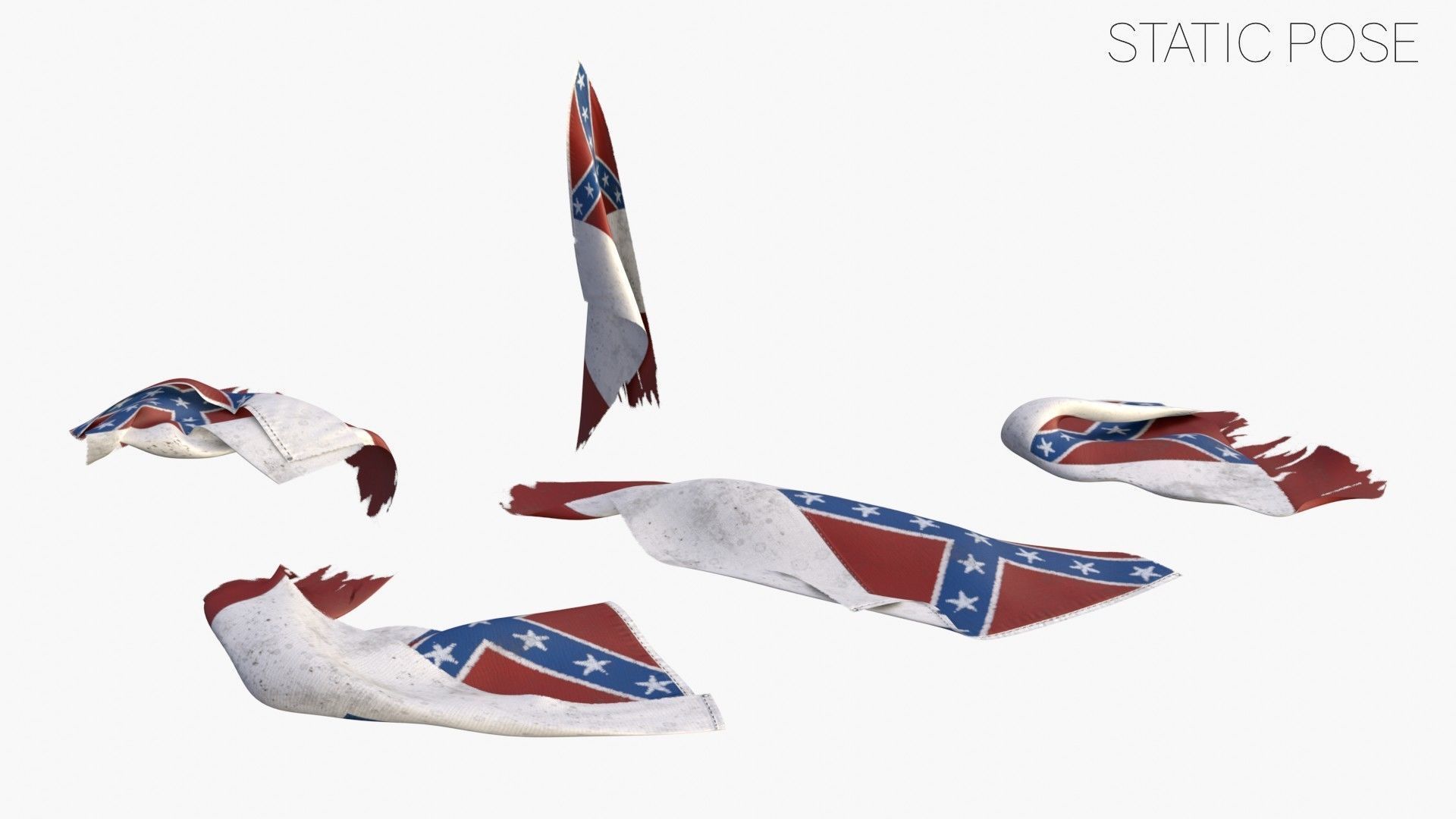 US Flag 3rd National Confederate Low-poly 3D model_14