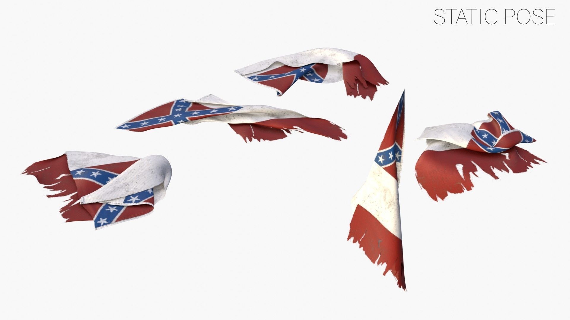 US Flag 3rd National Confederate Low-poly 3D model_16