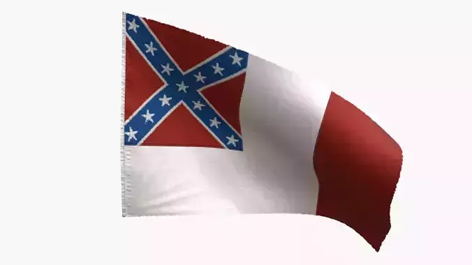 US Flag 3rd National Confederate Low-poly 3D model