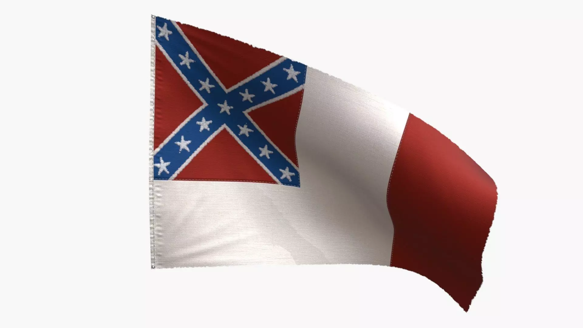 US Flag 3rd National Confederate Low-poly 3D model_0