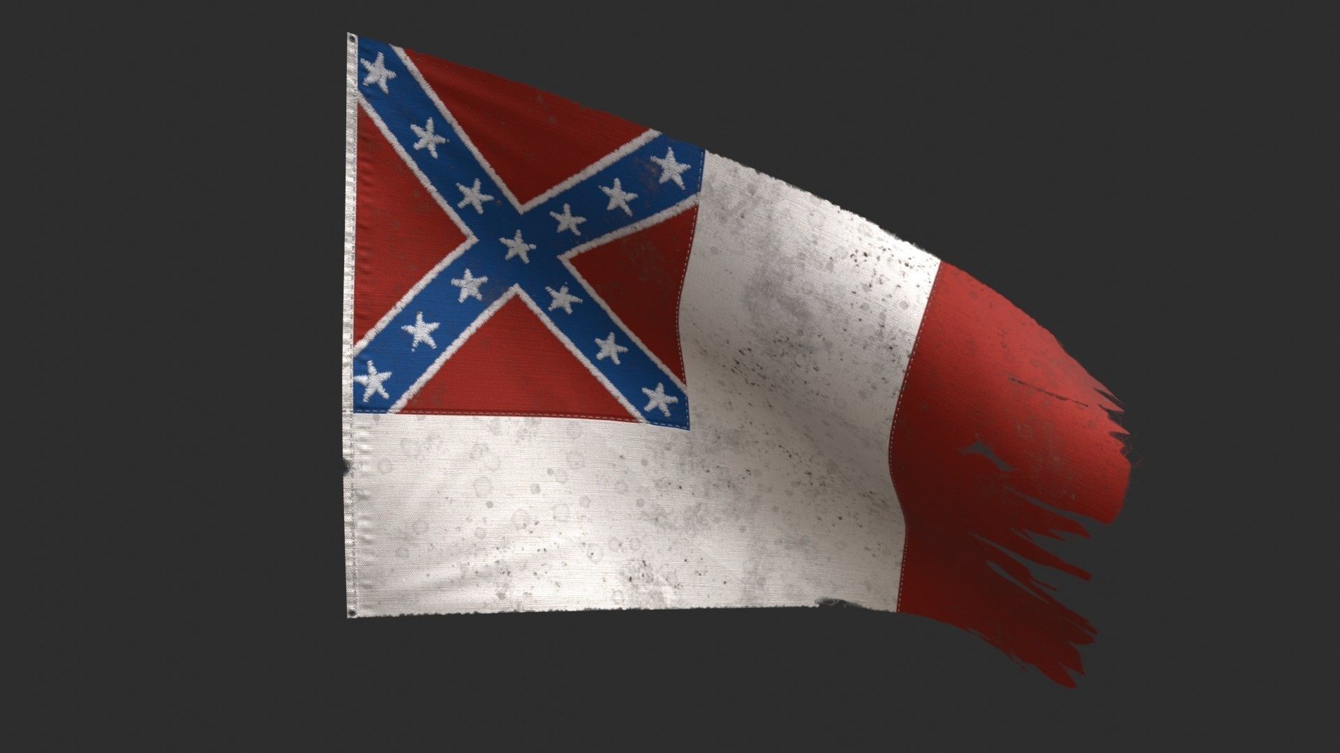 US Flag 3rd National Confederate Low-poly 3D model_5