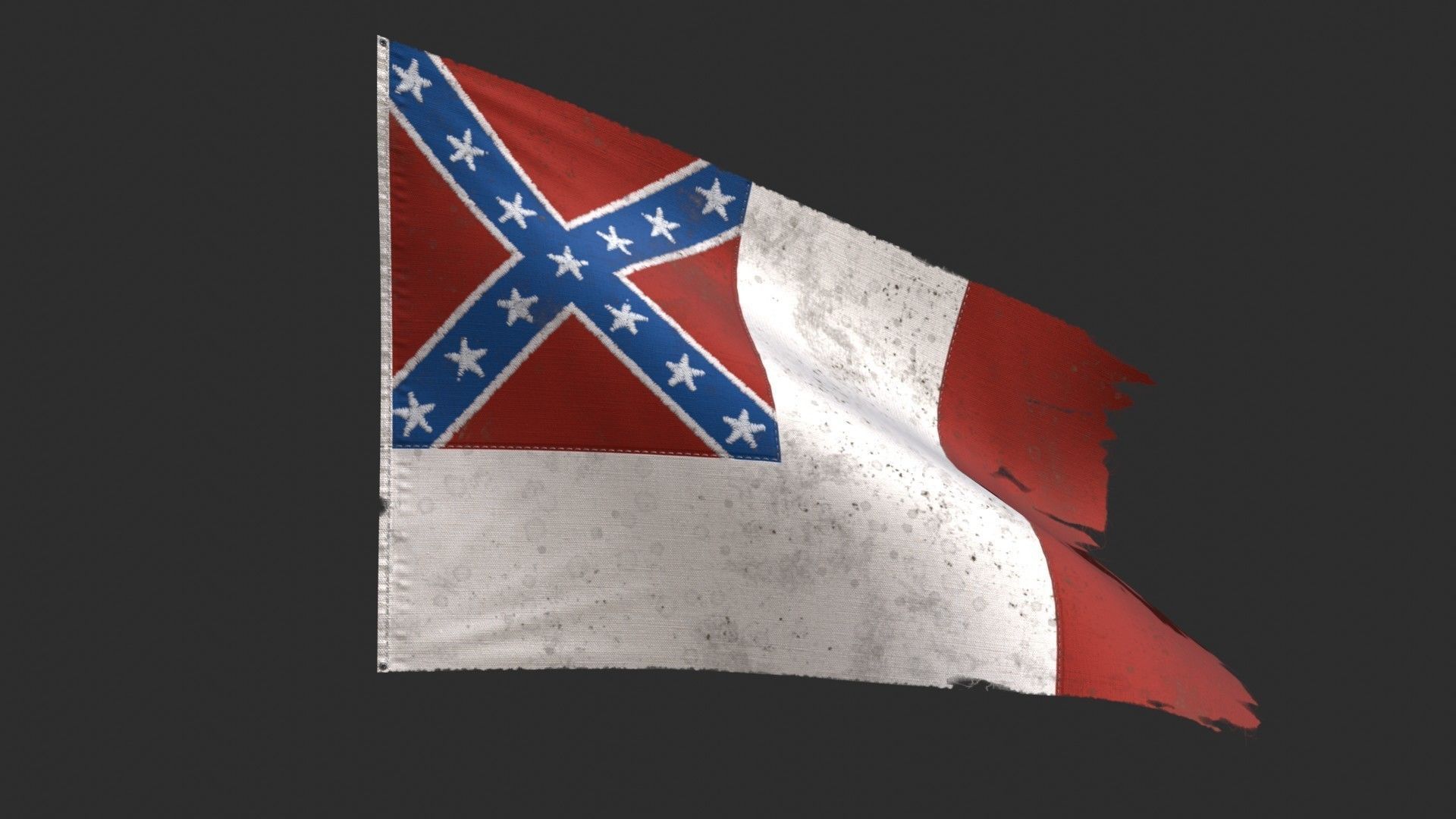 US Flag 3rd National Confederate Low-poly 3D model_6