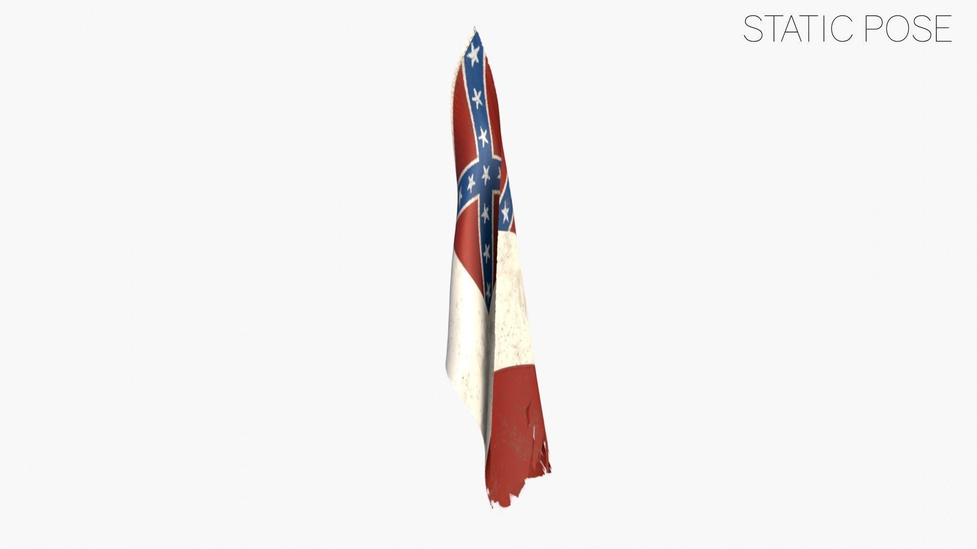 US Flag 3rd National Confederate Low-poly 3D model_17