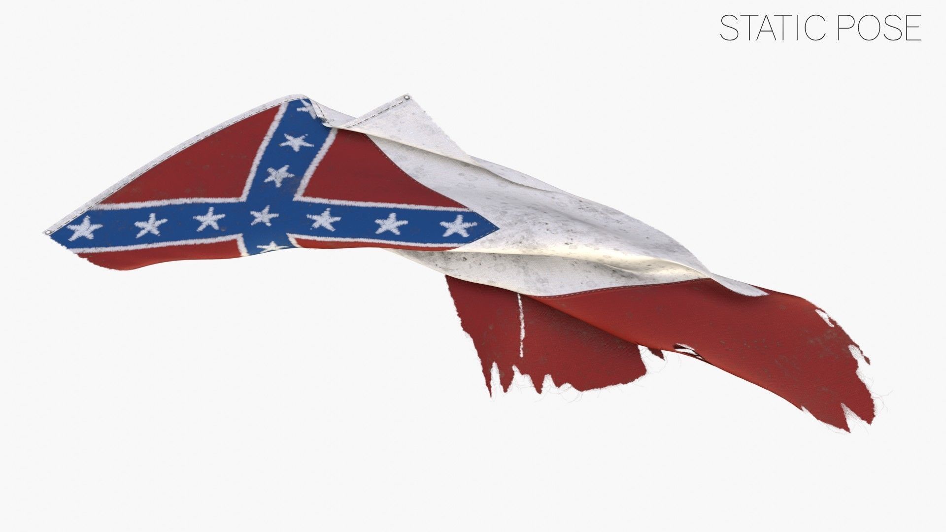 US Flag 3rd National Confederate Low-poly 3D model_18