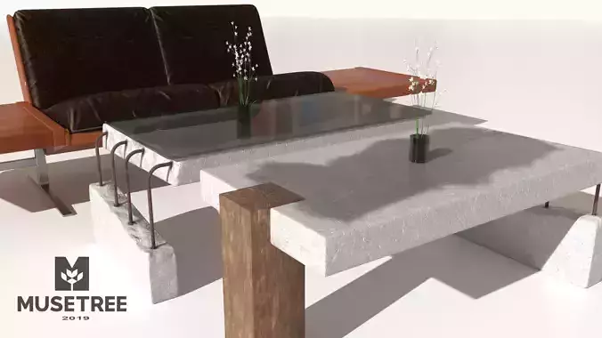 Concrete Table  Low-poly 3D model