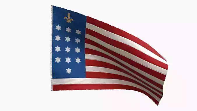 US Flag French Alliance Flag 1781-82 Low-poly 3D model