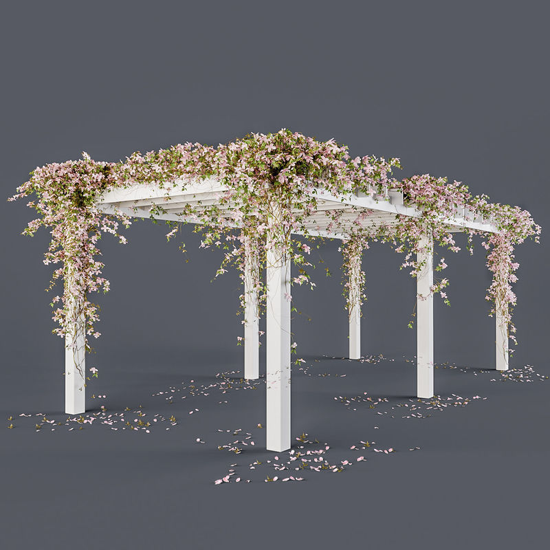 Pergola with flowers 3D model_1