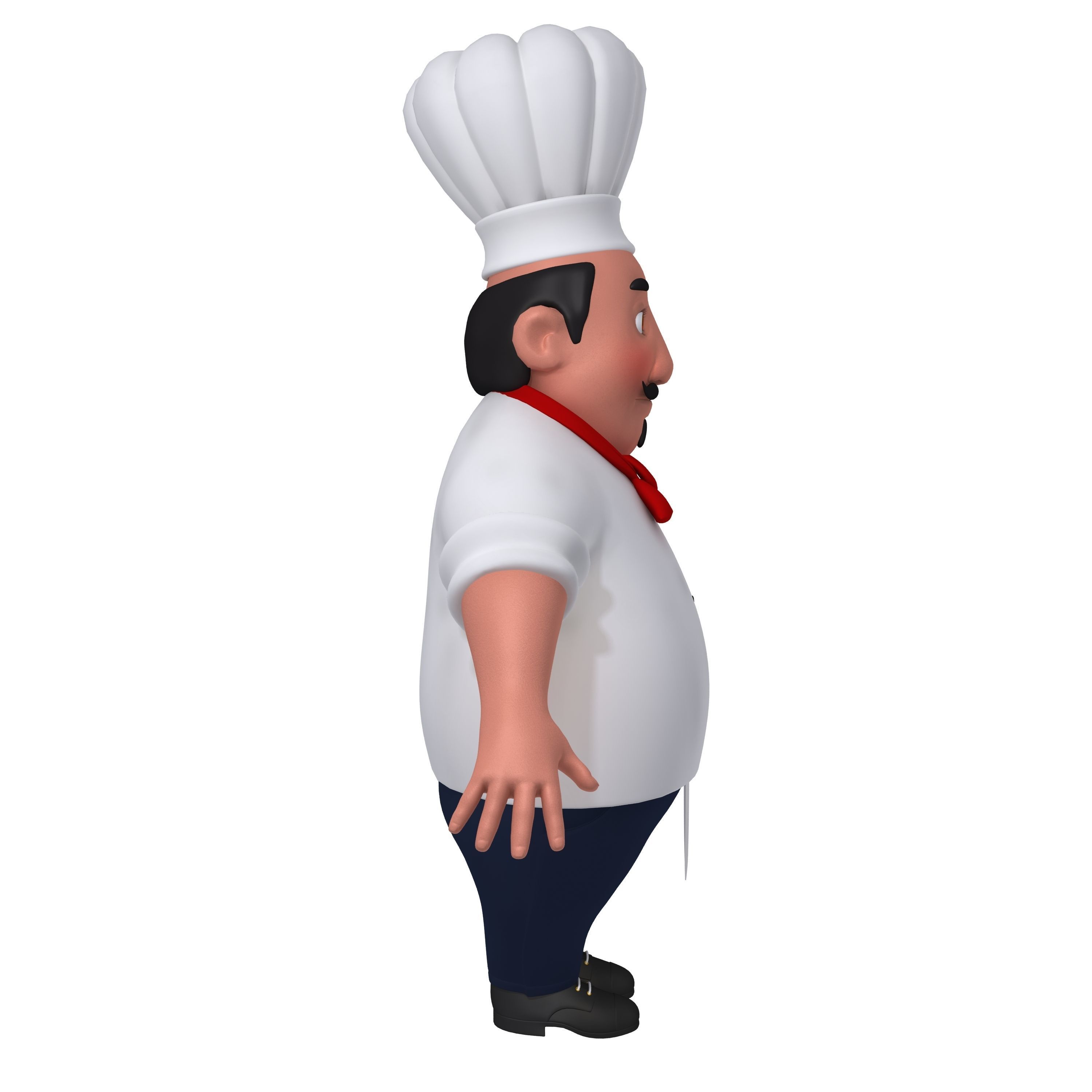 Chef with knife cartoon 3D model_2