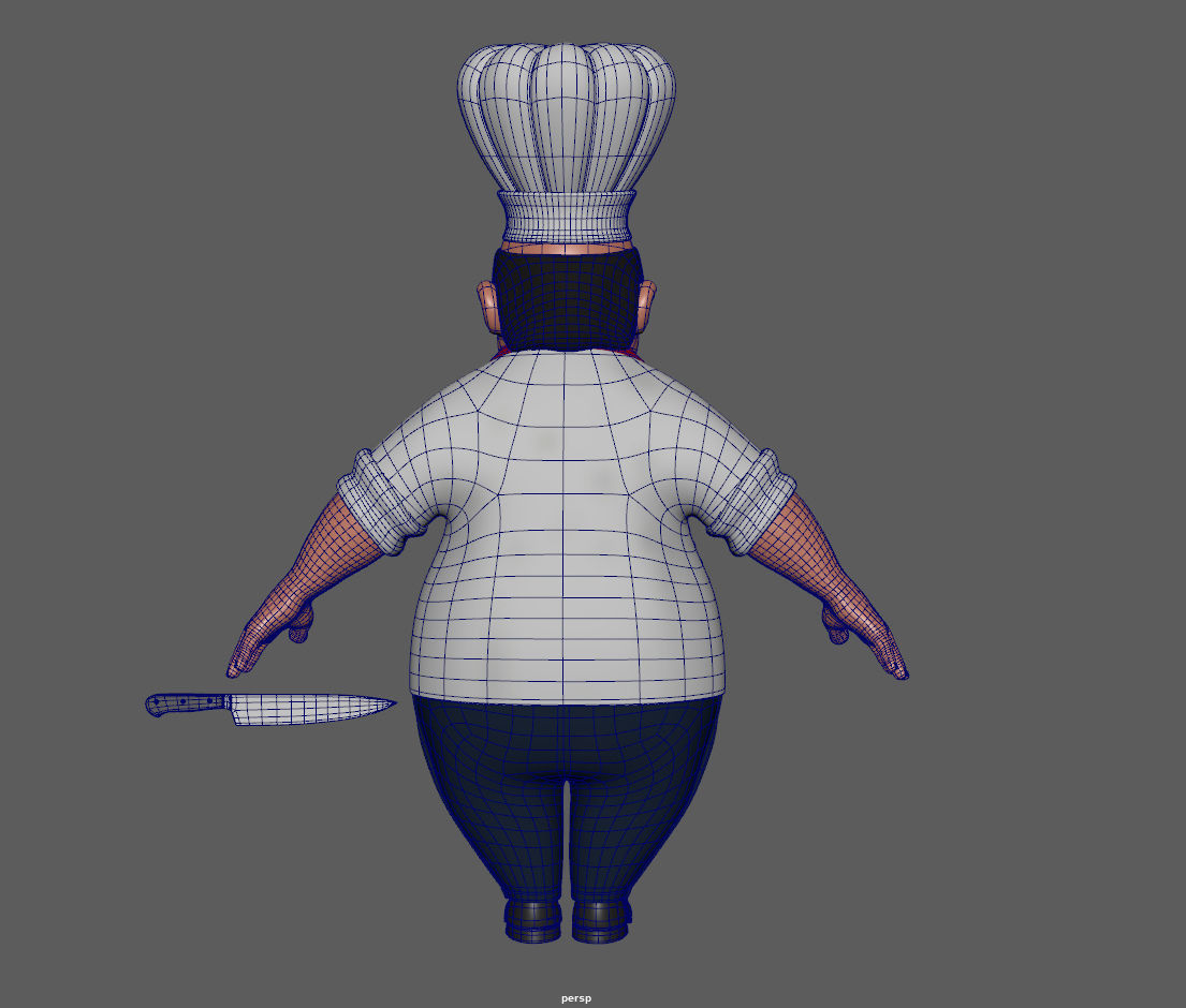Chef with knife cartoon 3D model_15