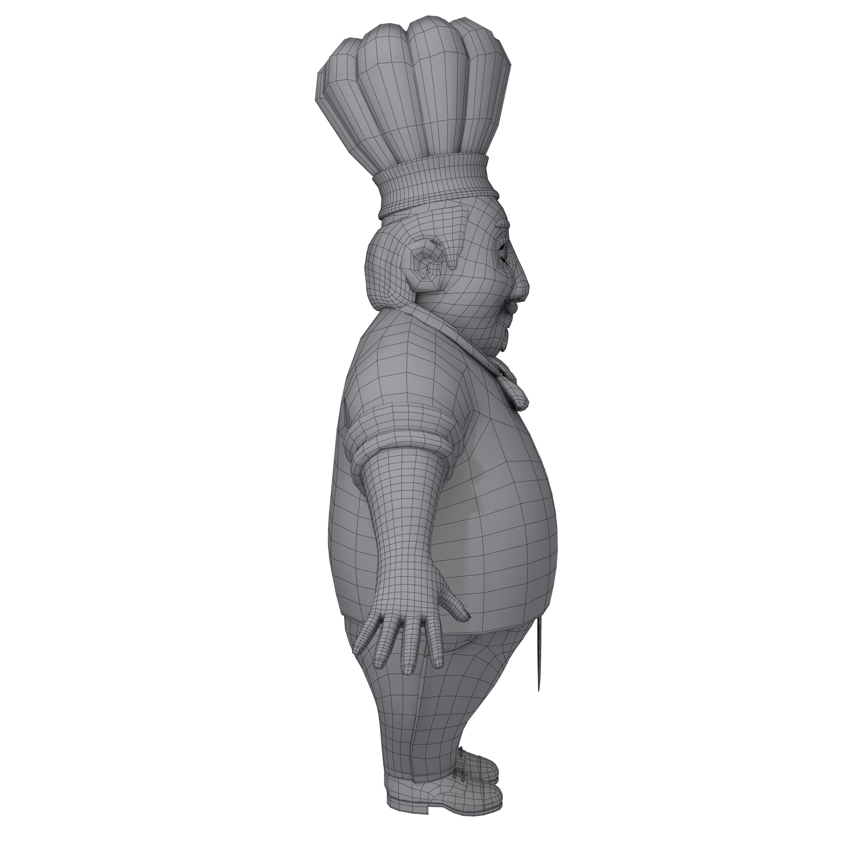 Chef with knife cartoon 3D model_5